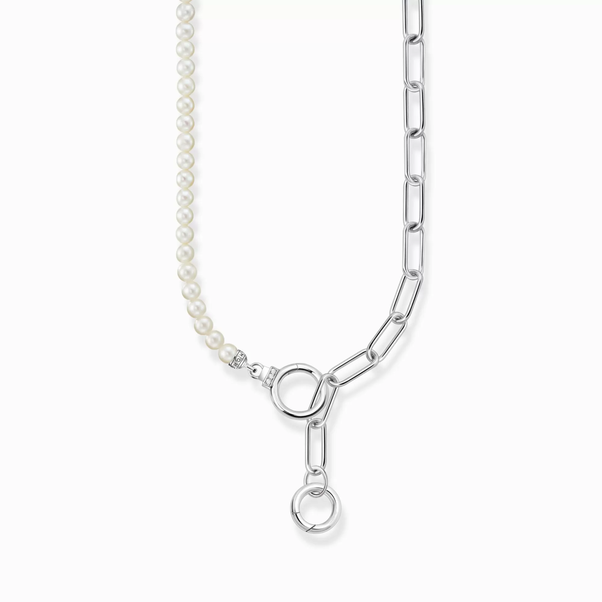 Hot THOMAS SABO Collier aus Süßwasserzuchtperlen und Gliederkette mit weißen Steinen Silber