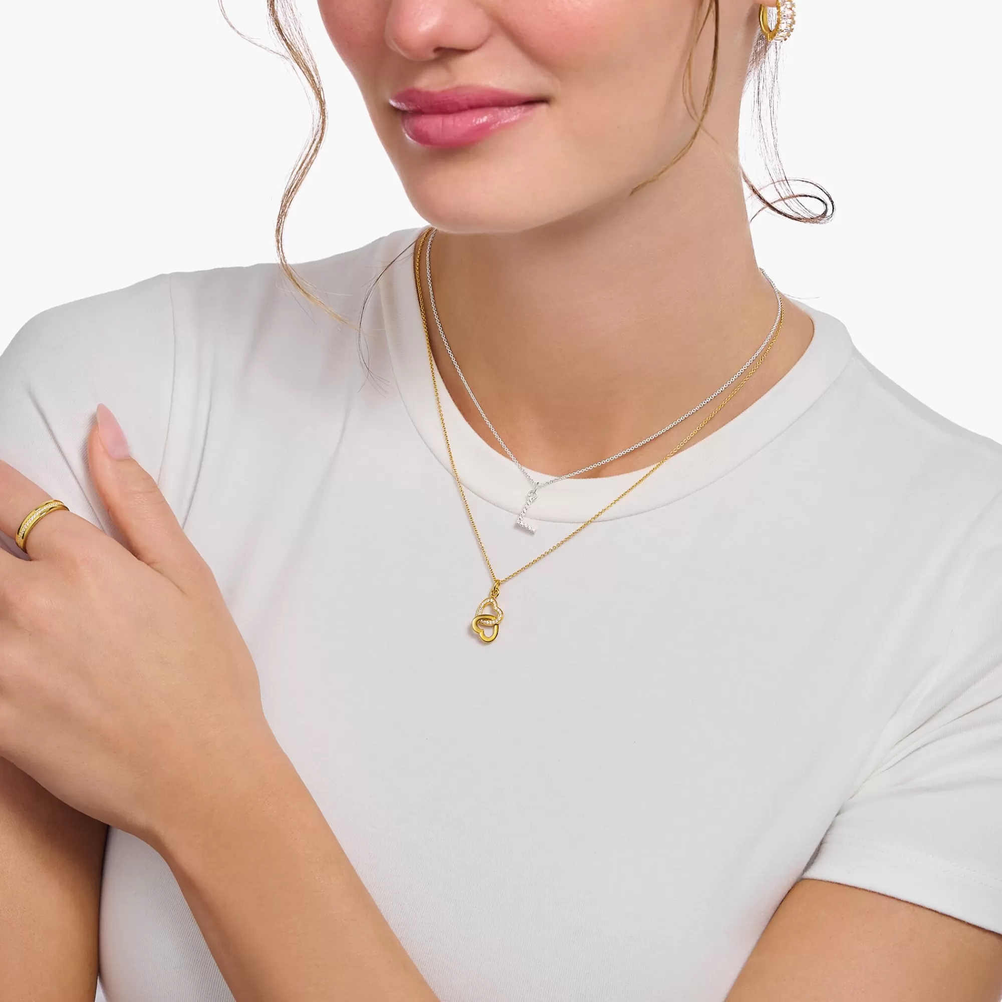 Flash Sale THOMAS SABO Kette mit Anhänger verschlungene Herzen vergoldet