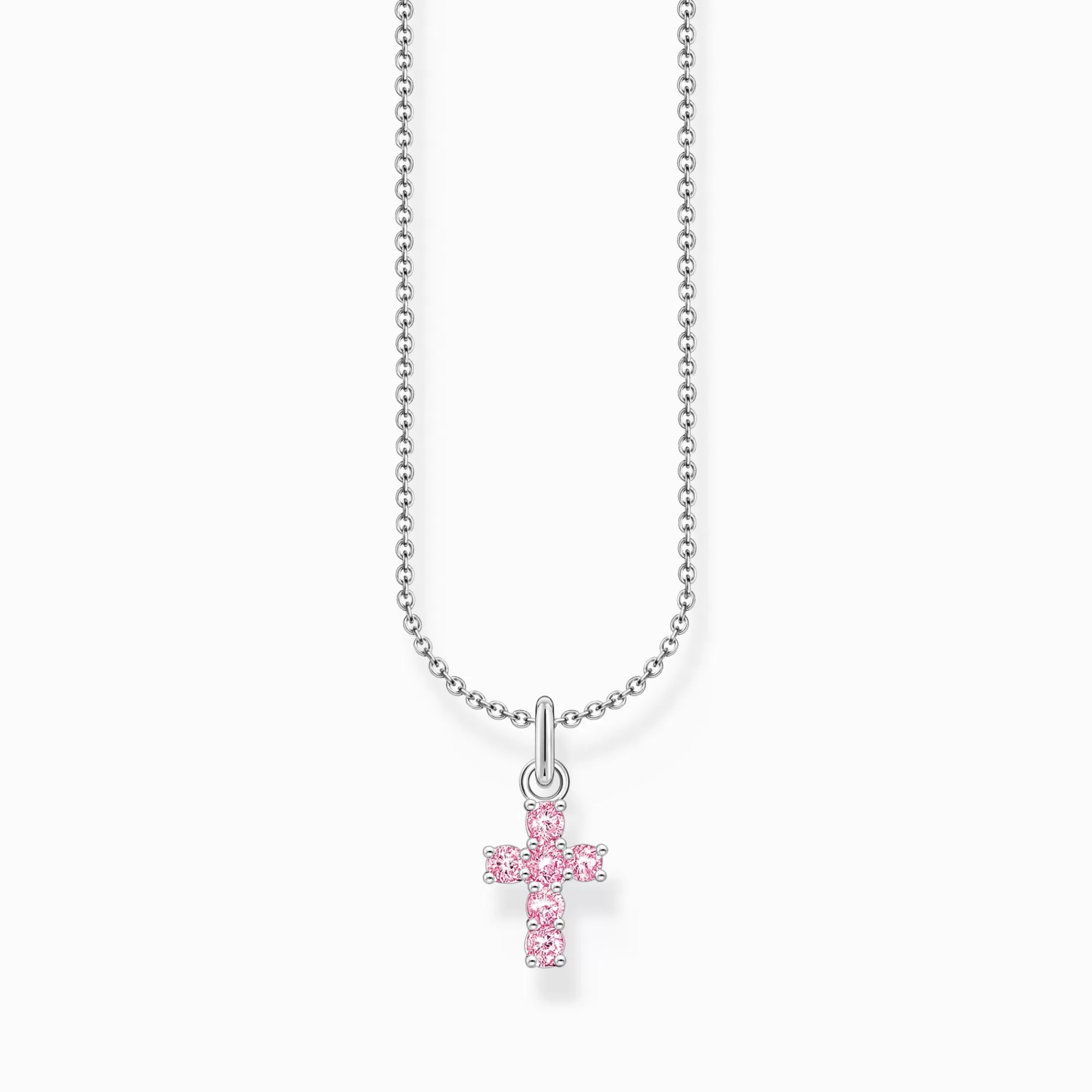 Fashion THOMAS SABO Kette mit rosafarbenem Kreuz-Anhänger Silber